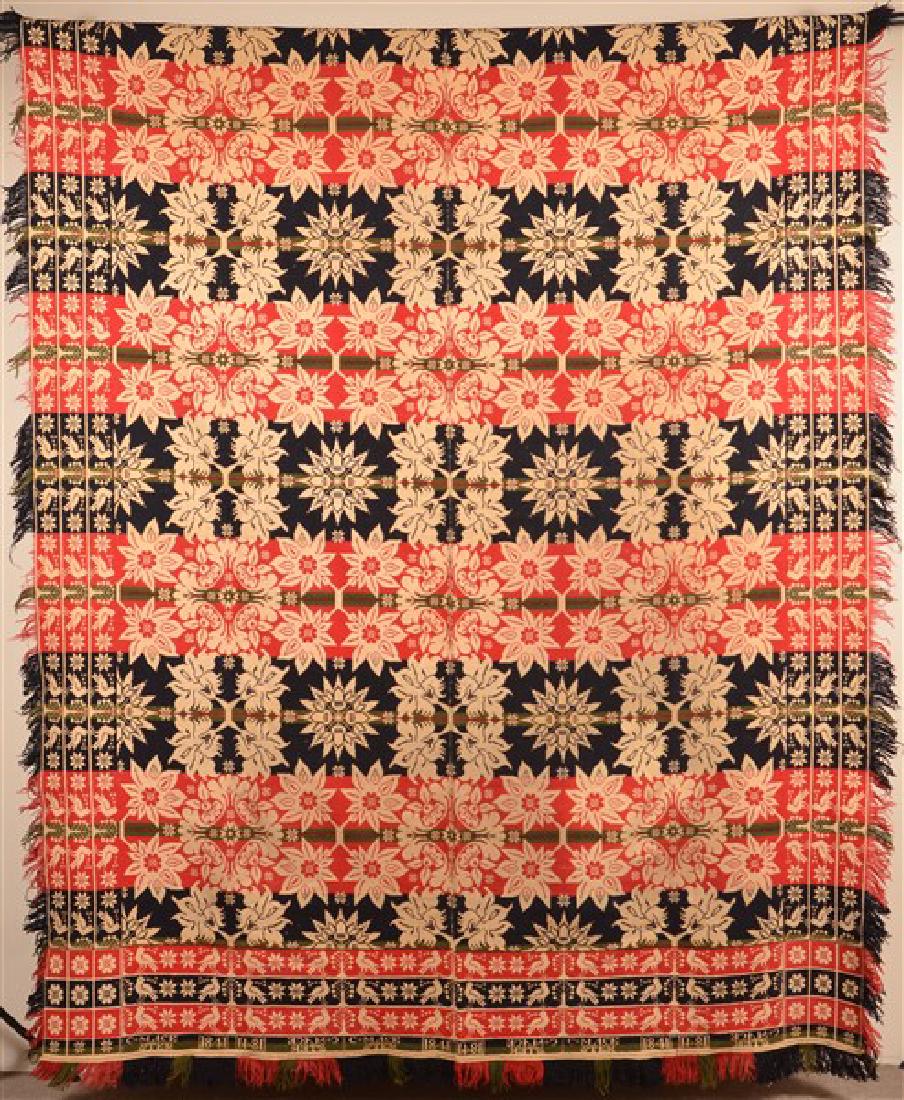 Pennsylvania Four Color Two Part Jacquard Coverlet. (1 of 4)