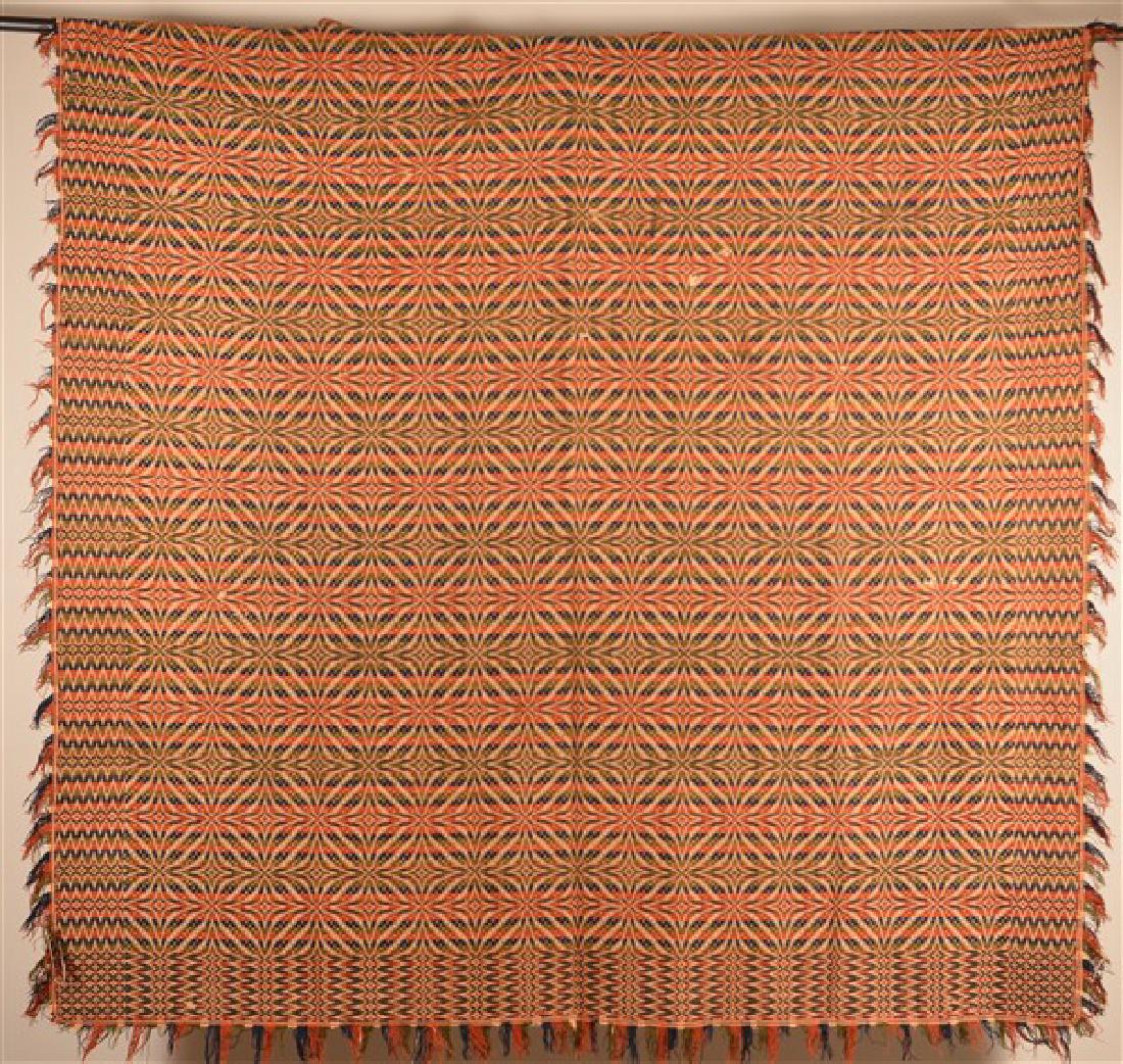 Floral/Geometric Pattern Single Part Overshot Coverlet. (1 of 6)