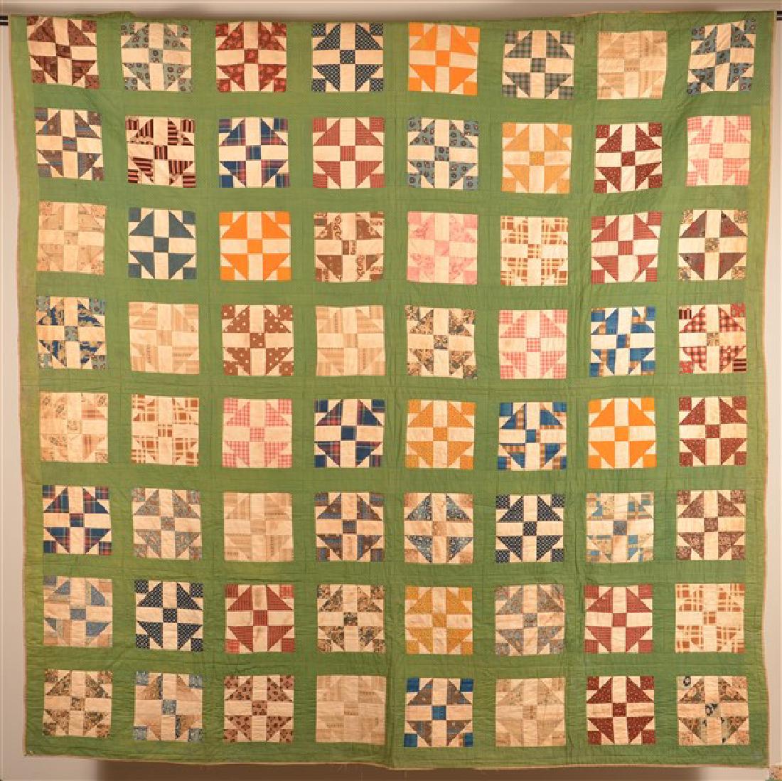 Antique Monkey Wrench Pattern Patchwork Quilt. (1 of 5)