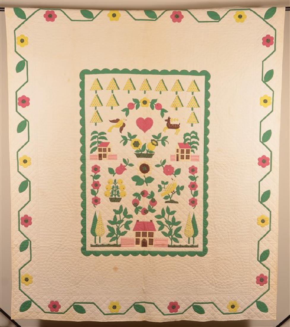 Vintage Scenic Pattern Applique Quilt. (1 of 4)