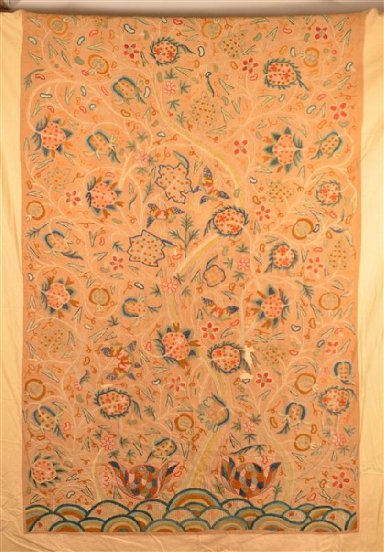 Folk Art Crewelwork Tree of Life Bed Spread. (1 of 4)