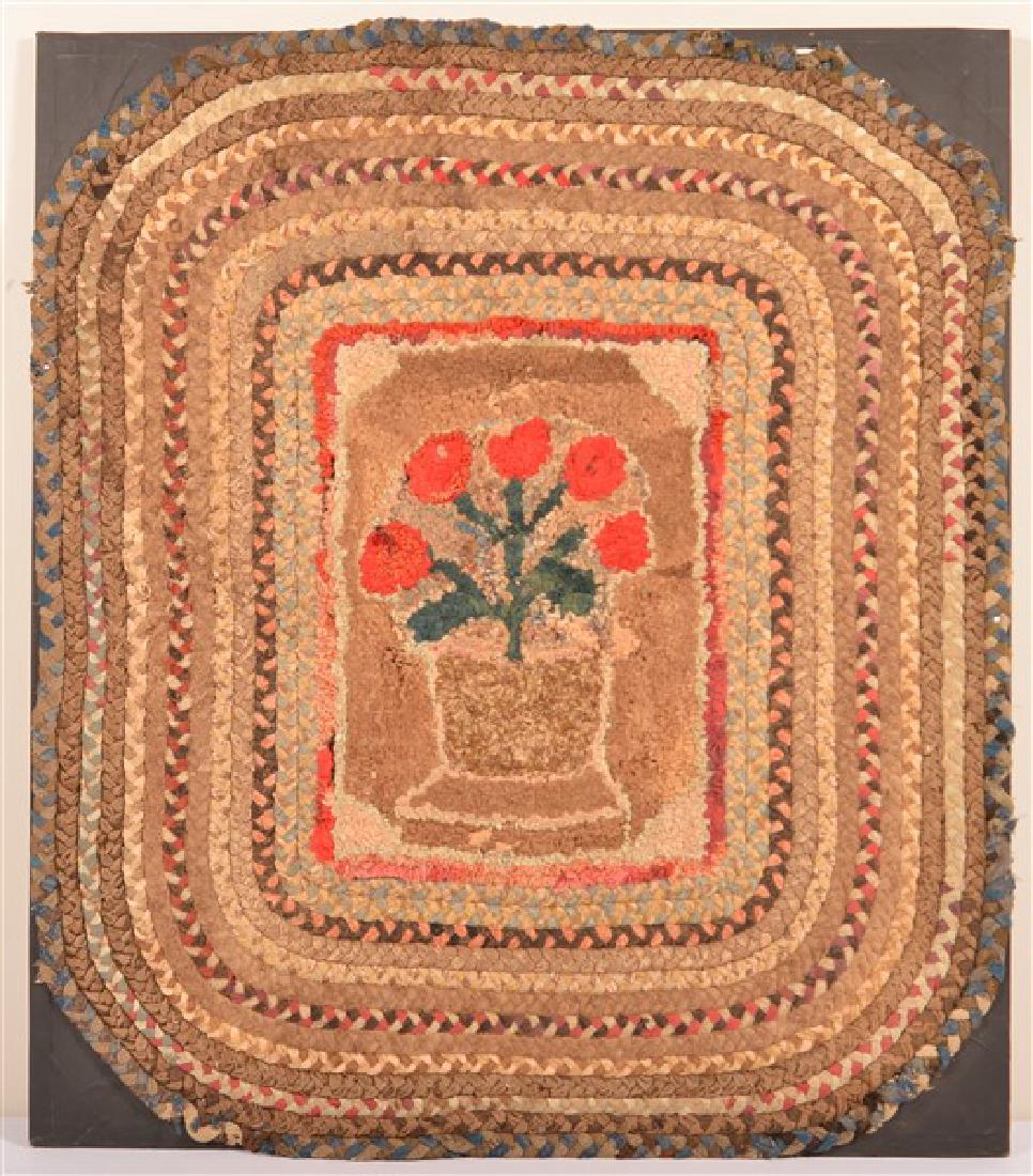 Antique Hooked and Braided Rug. (1 of 3)