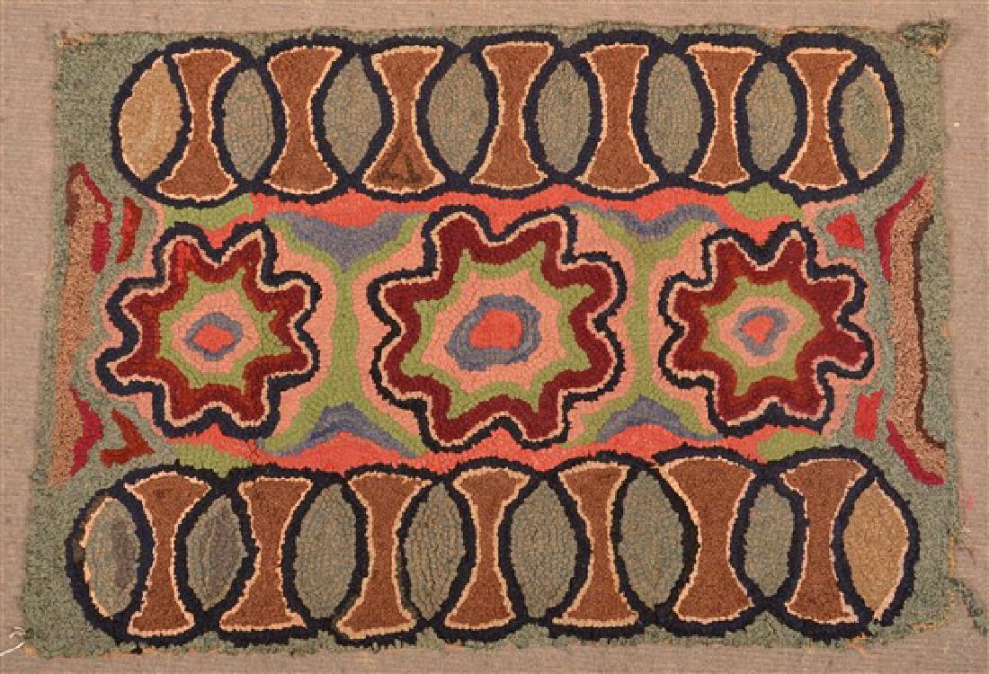 Antique Pennsylvania Floral and Geometric Hooked Rug. (1 of 2)