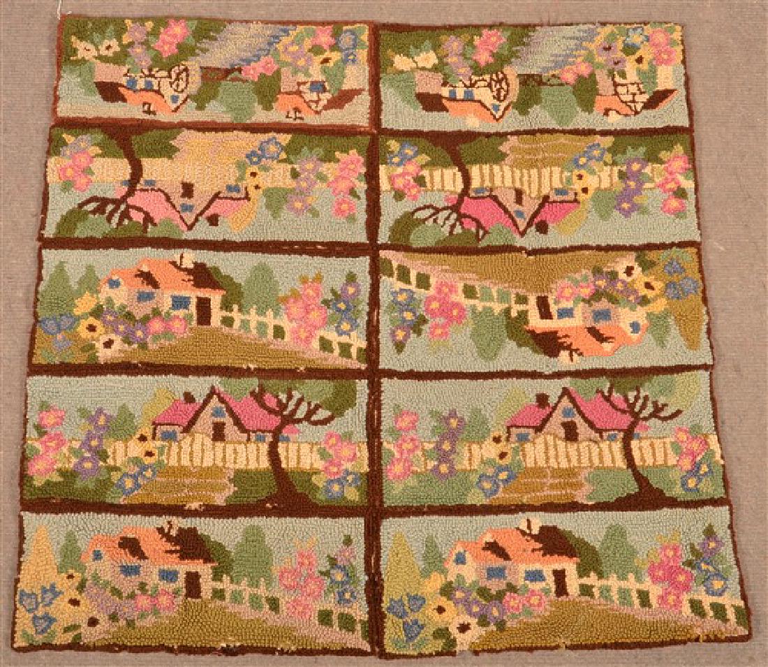 Vintage Cottage Pattern Ten Panel Sampler Rug. (1 of 4)