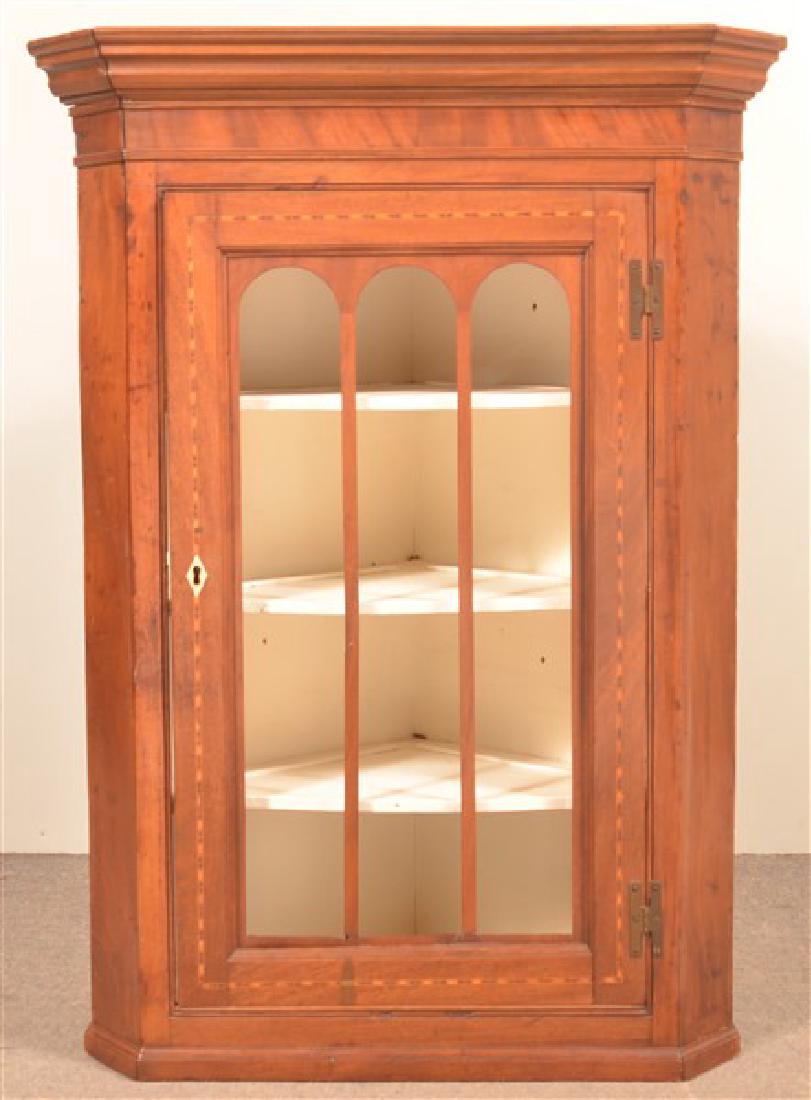 Federal Inlaid Mahogany Hanging Corner Cupboard. (1 of 4)