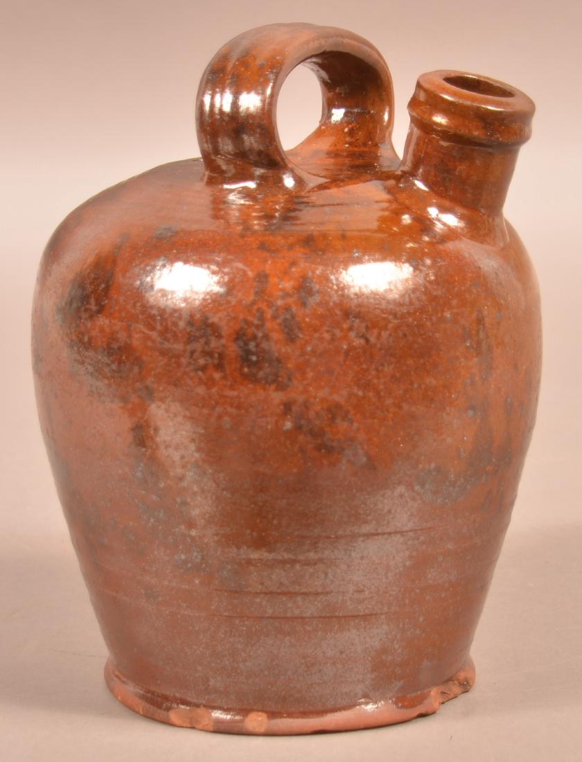 PA 19th Century Mottled Glazed Redware Harvest Jug. (1 of 4)