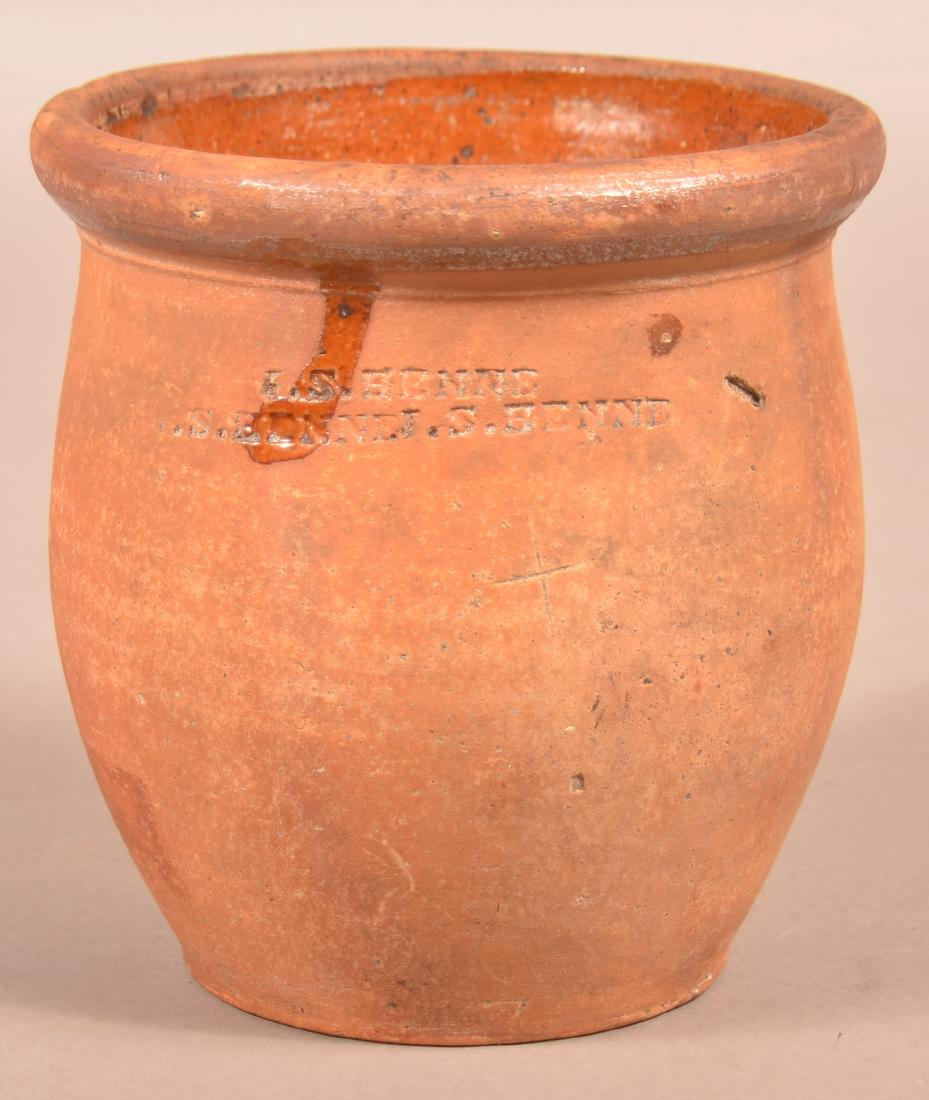 J.S. Henne Interior Glazed Redware Storage Jar. (1 of 5)
