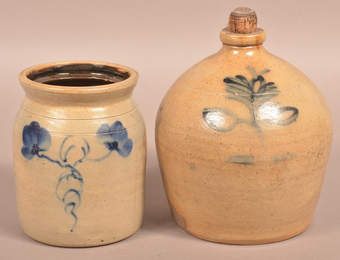 Two Pieces of Stoneware with Cobalt Slip Decoration. (1 of 3)