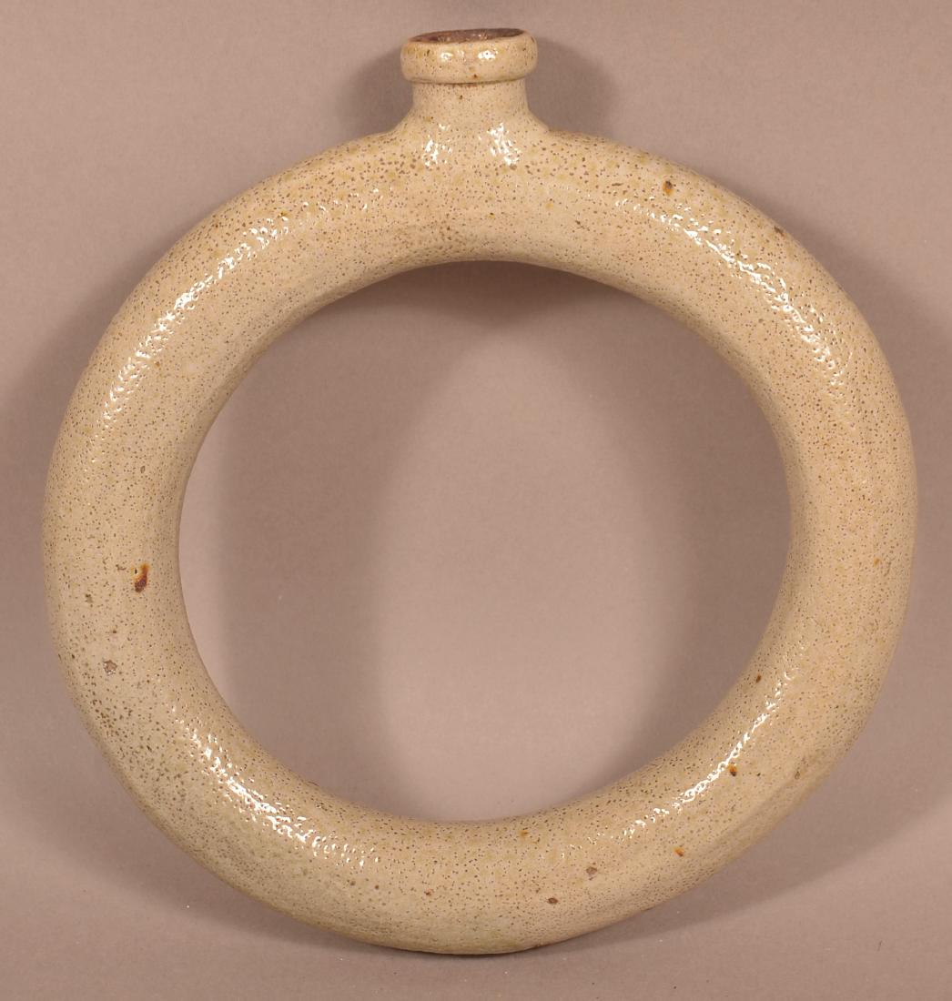 American 19th Century Glazed Stoneware Ring Flask. (1 of 3)