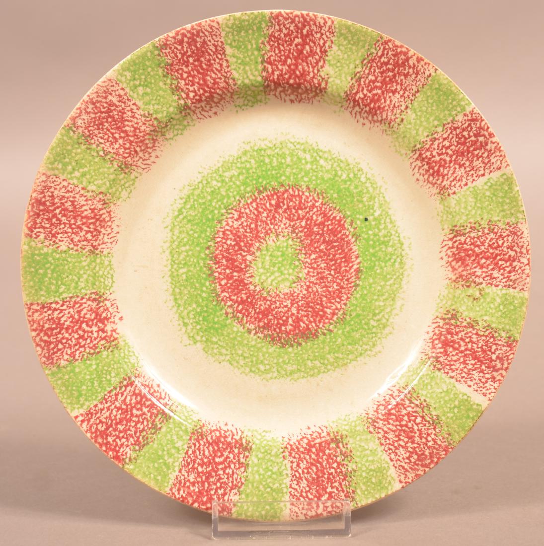Red and Green Rainbow Spatter China Plate. (1 of 2)