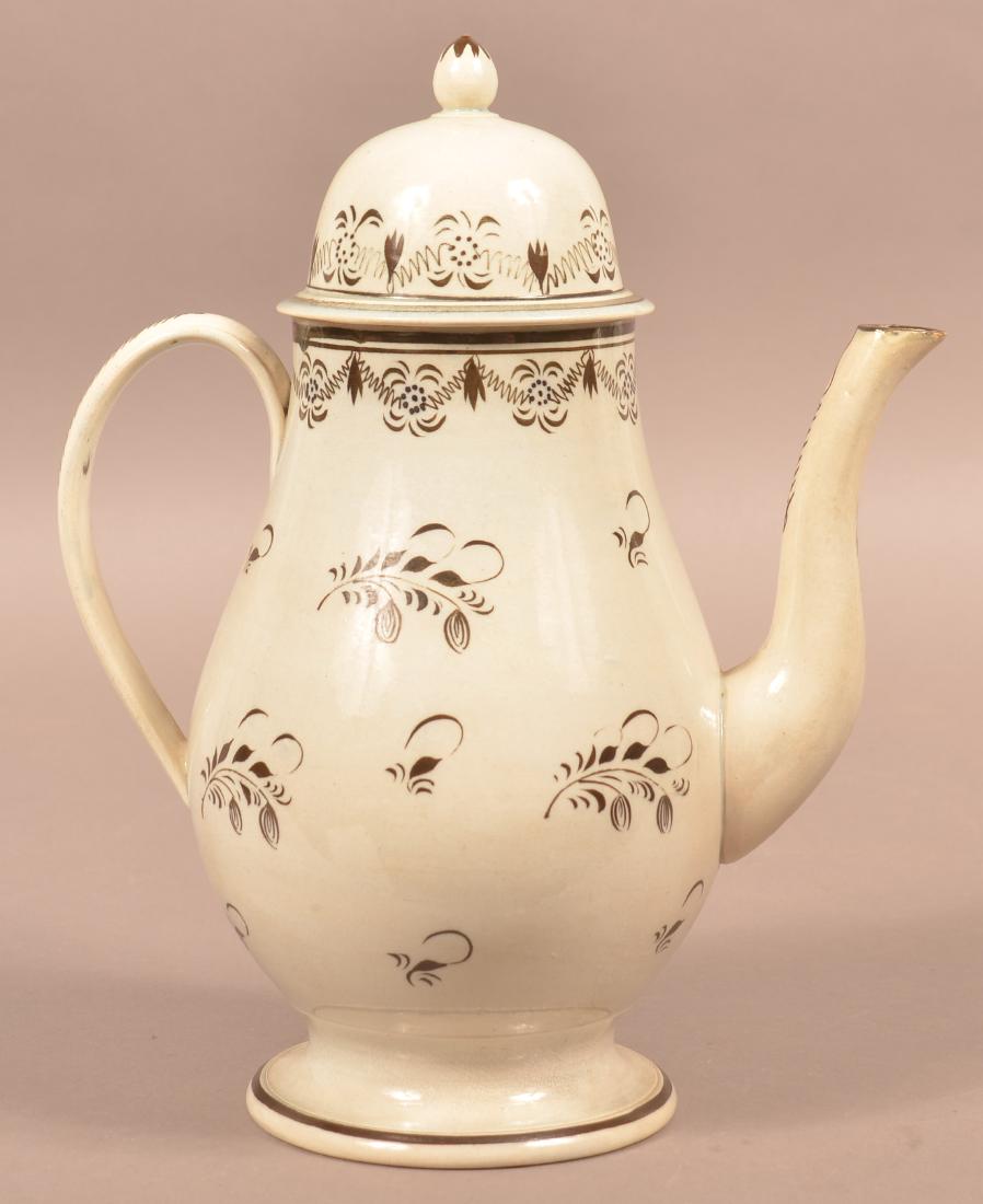 Leeds Soft Paste China Dome Top Coffee Pot. (1 of 2)