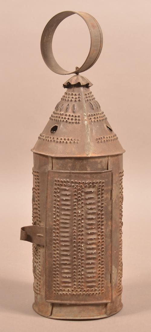 Pennsylvania 19th Century Punched Tin Candle Lantern. (1 of 3)