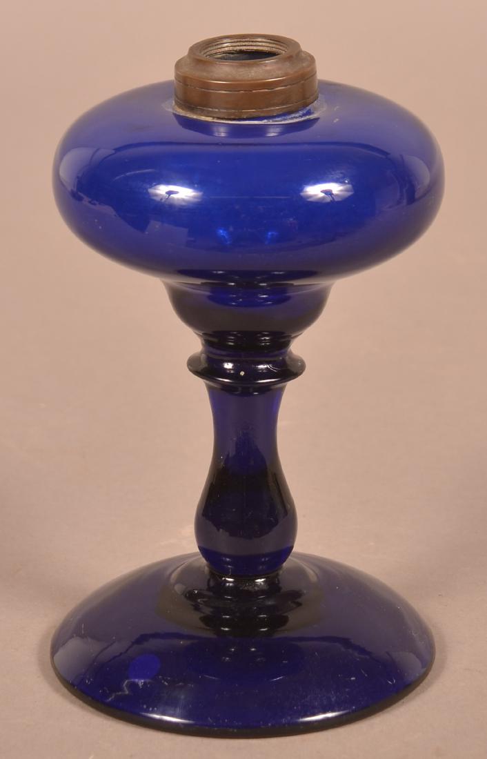 Early 19th Century Cobalt Blue Glass Fluid Lamp. (1 of 3)