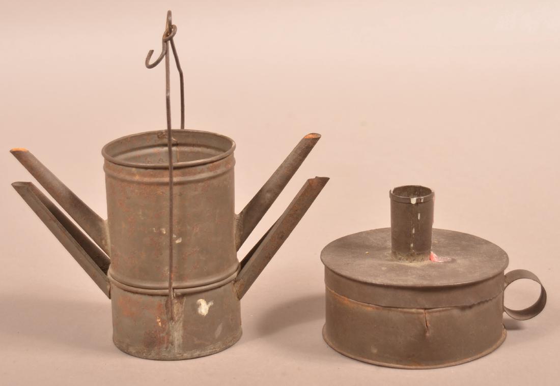 Two Pieces of 19th Century Tin Lighting. (1 of 3)