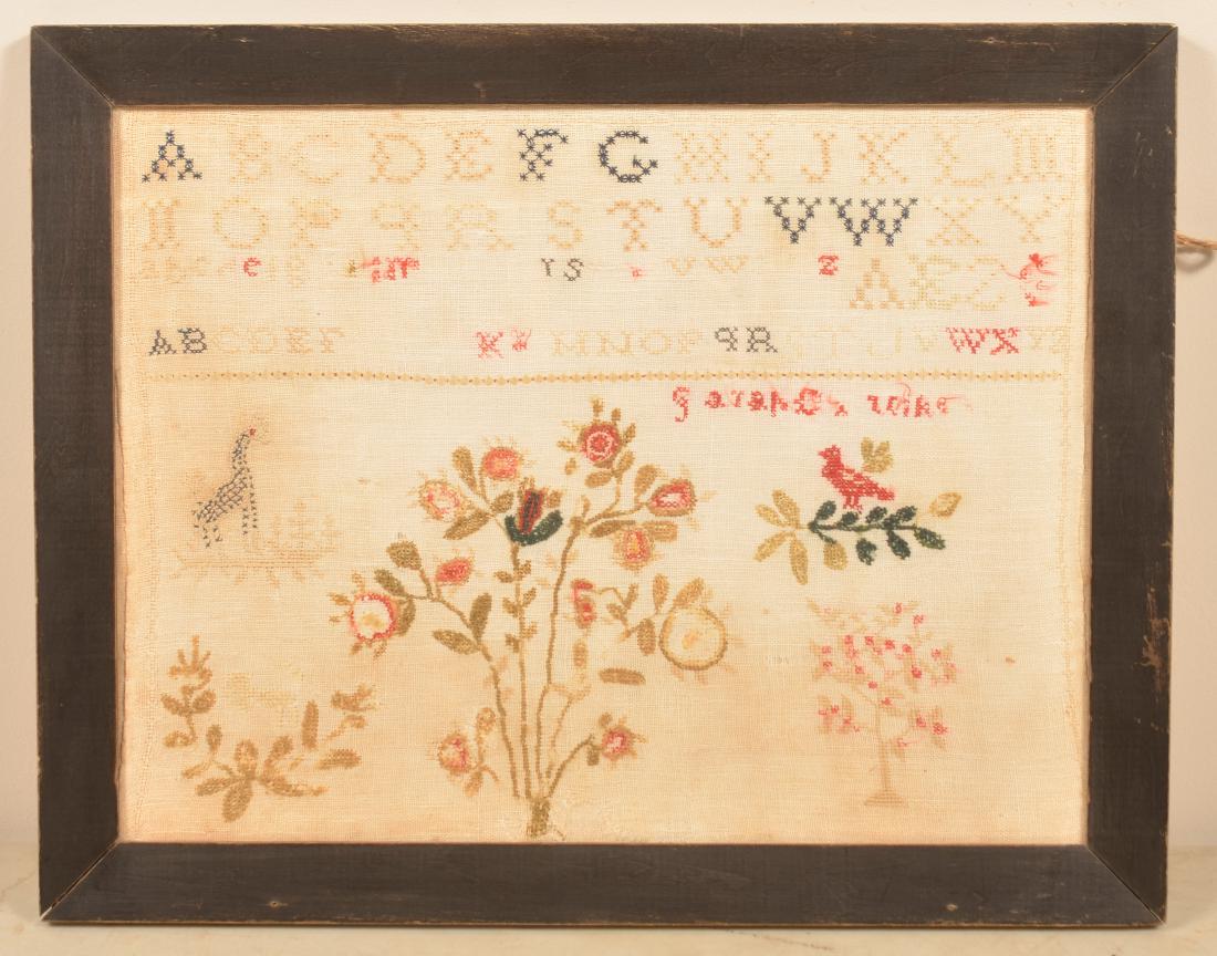 19th Century Rowed Type Needlework Sampler. (1 of 2)