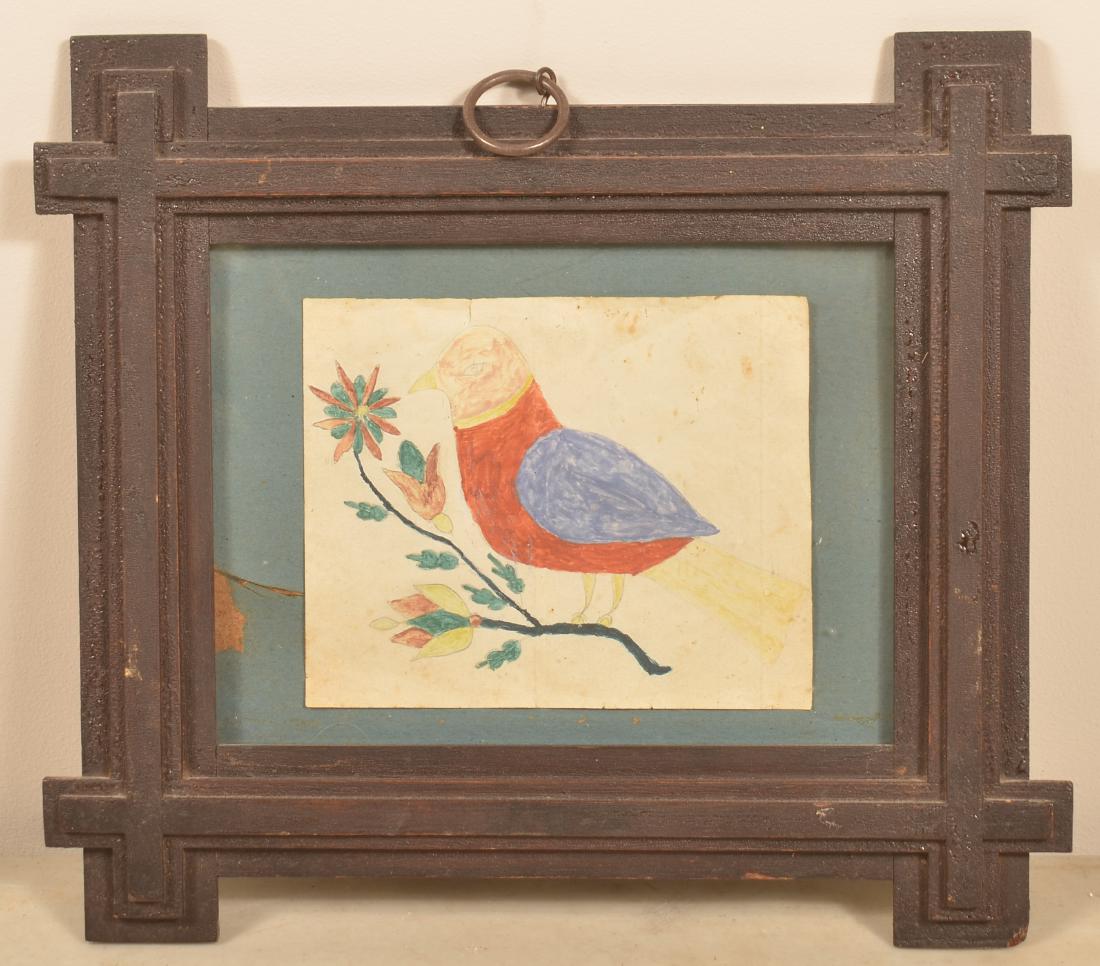 PA Early 19th Century Watercolor Drawing of a Bird. (1 of 2)