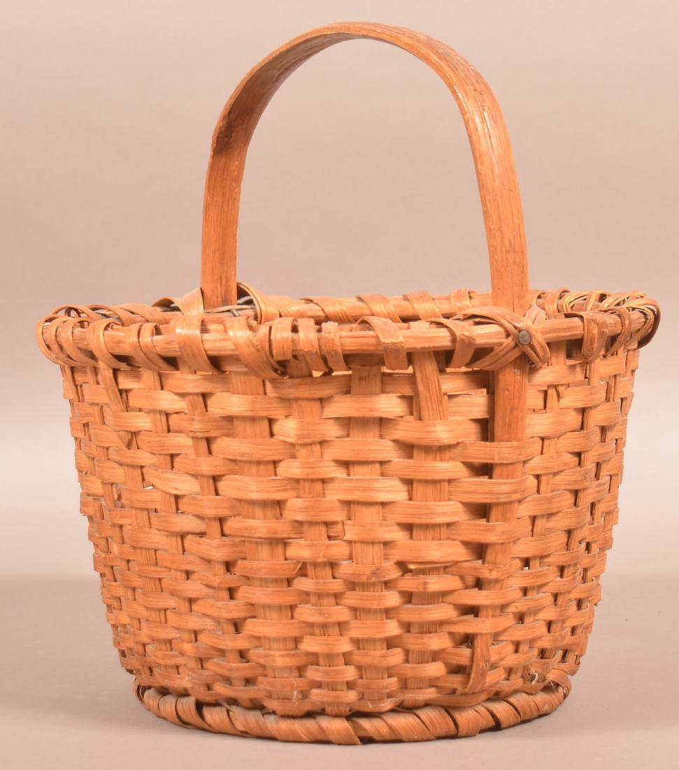 Woven Oak Splint Small Field or Market Basket. (1 of 3)