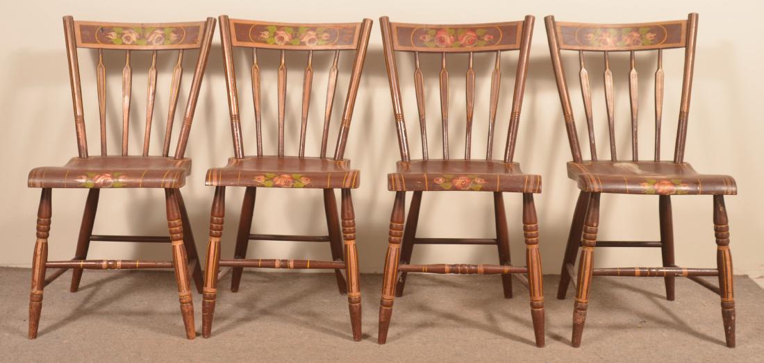 Four Pennsylvania Arrow-Back Plank Seat Sidechairs. (1 of 3)