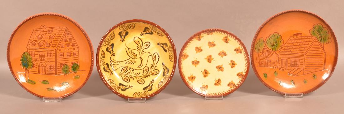 Four Pieces of Foltz Redware Pottery, Circa. (1 of 3)