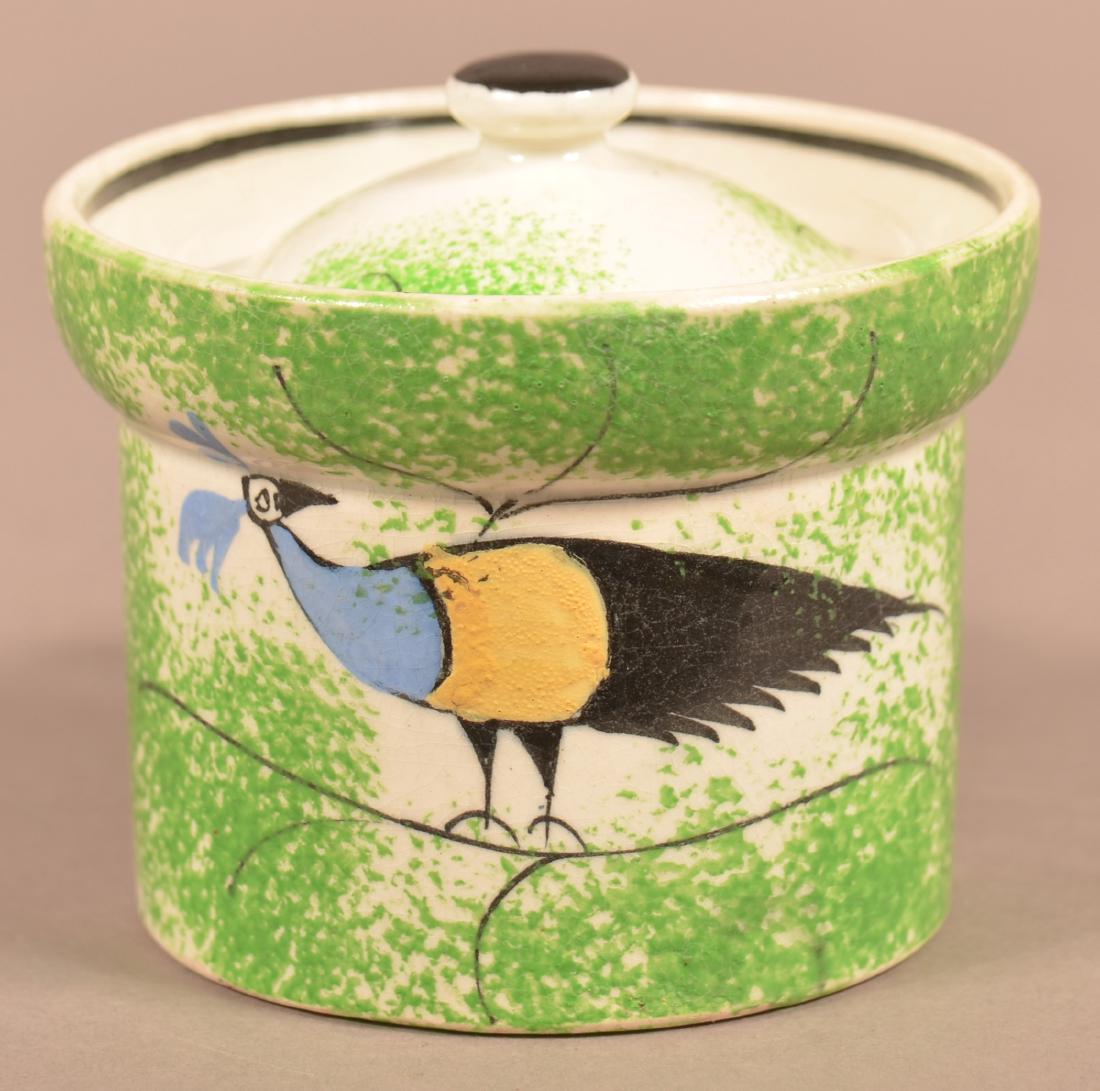 Green Spatter China Peafowl Pattern Covered Mustard (1 of 3)