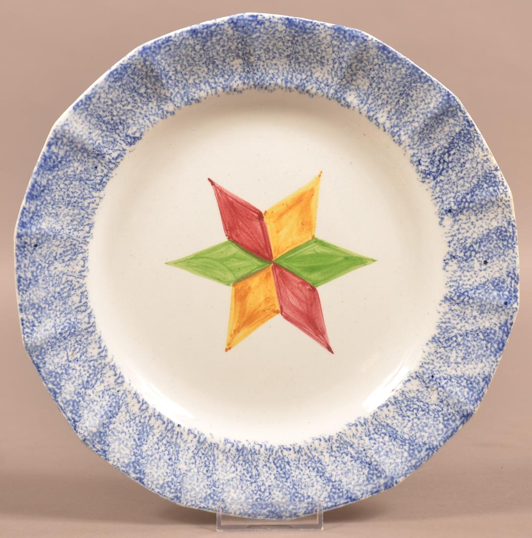 Blue Spatter China Six Pointed Star Pattern Paneled (1 of 3)