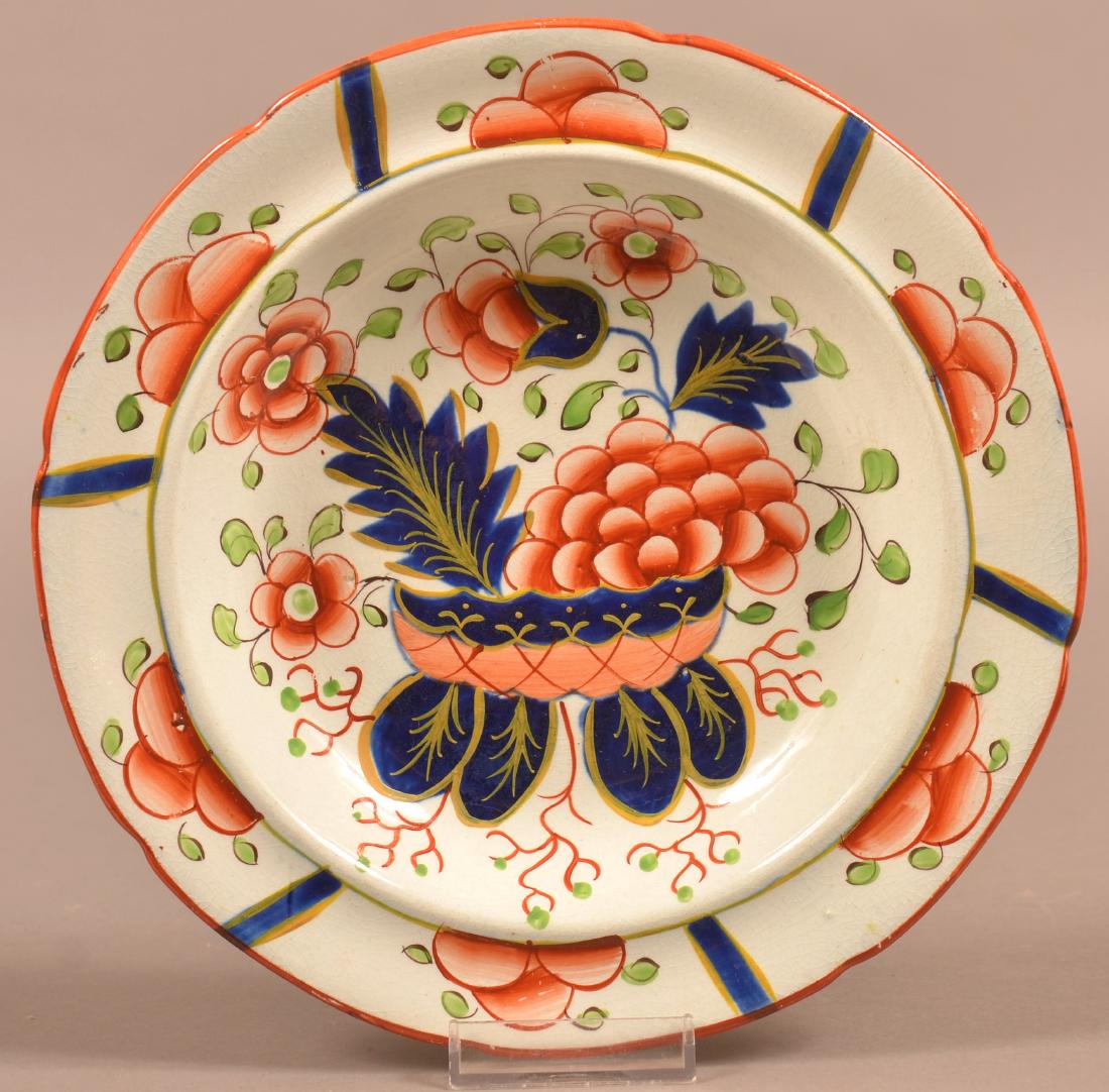 Gaudy Dutch China War Bonnet Pattern Soup Plate. (1 of 2)