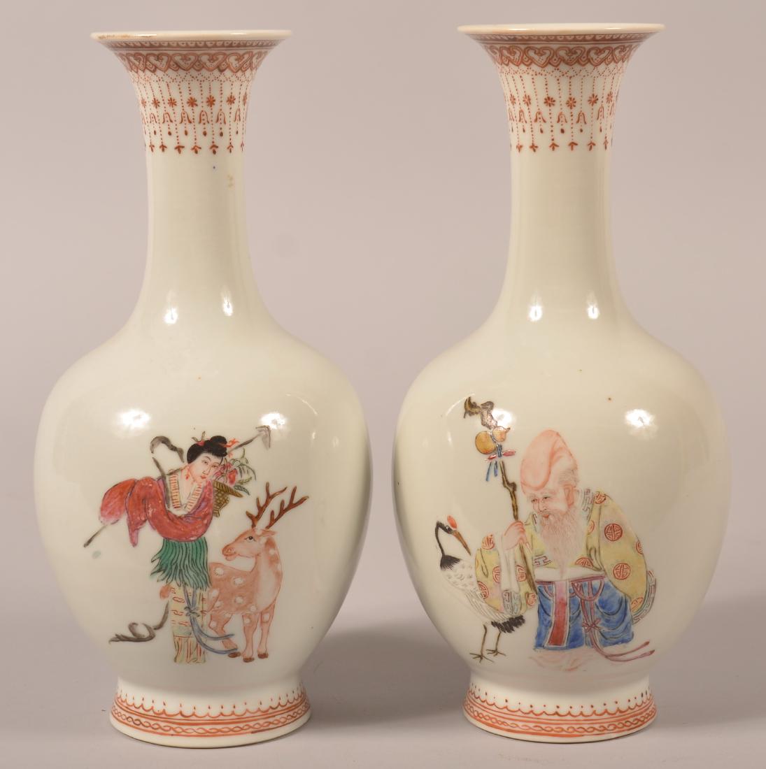 Pair of Antique Oriental Porcelain Figural Decorated (1 of 3)