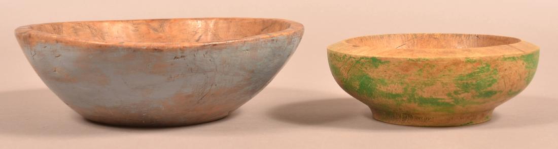 Two Painted Turned Wood Bowls. (1 of 4)