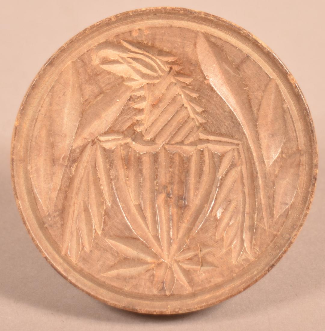 19th Century Turned Maple Carved Eagle Butter Print. (1 of 2)