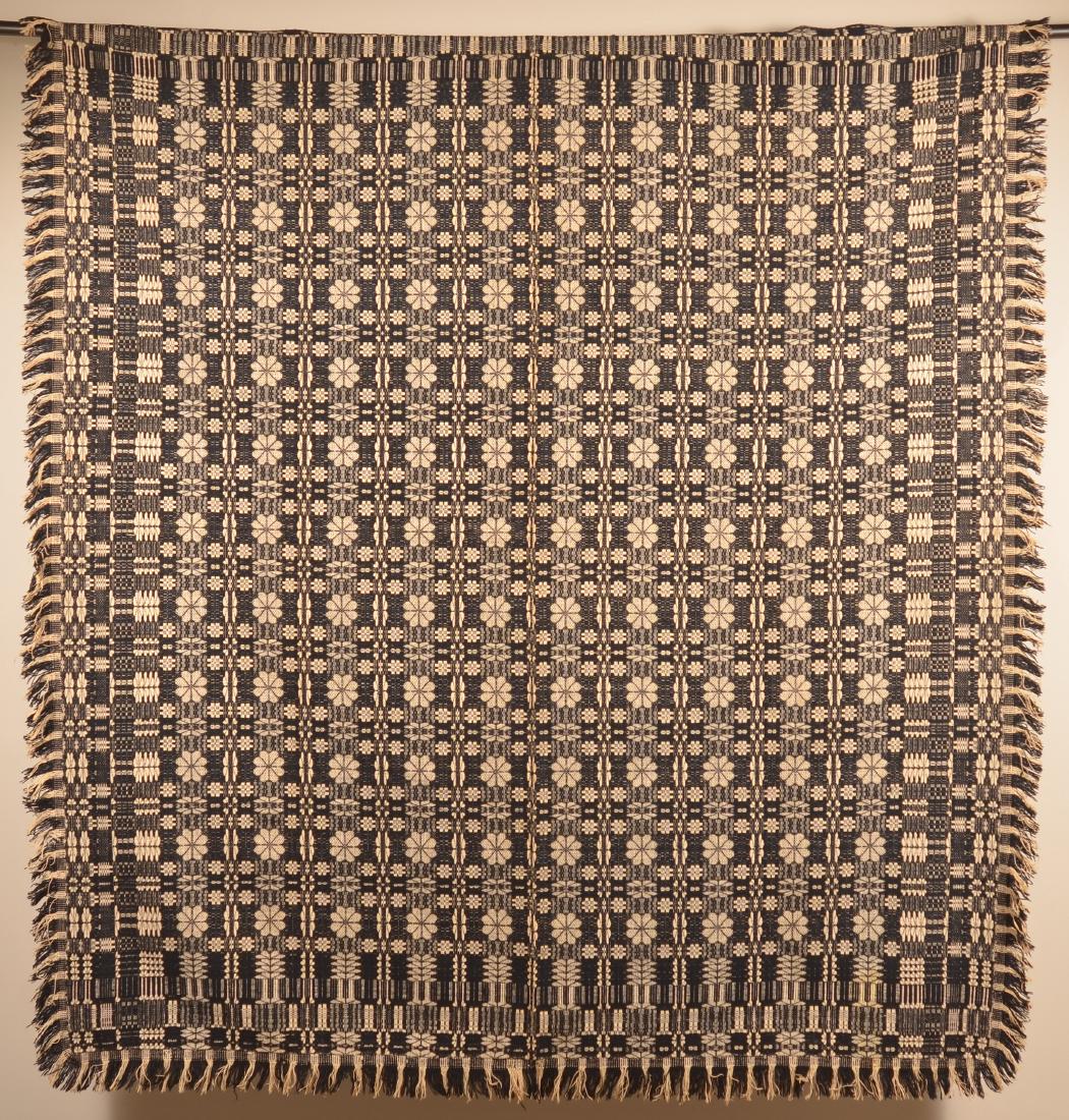 PA 19th Century Two Color Two Part Overshot Coverlet. (1 of 4)