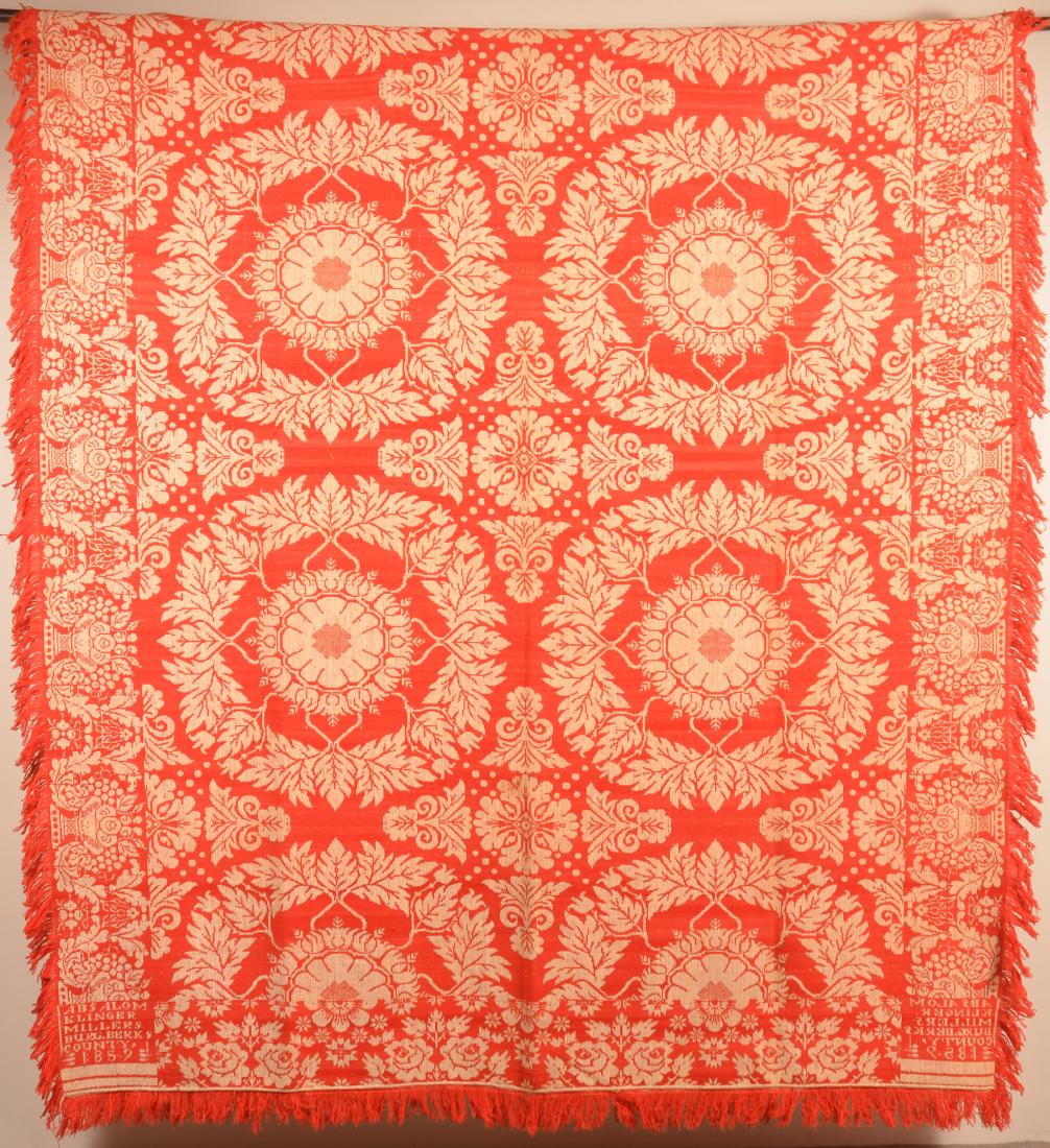 1859 Berks County, PA Single Part Jacquard Coverlet. (1 of 4)