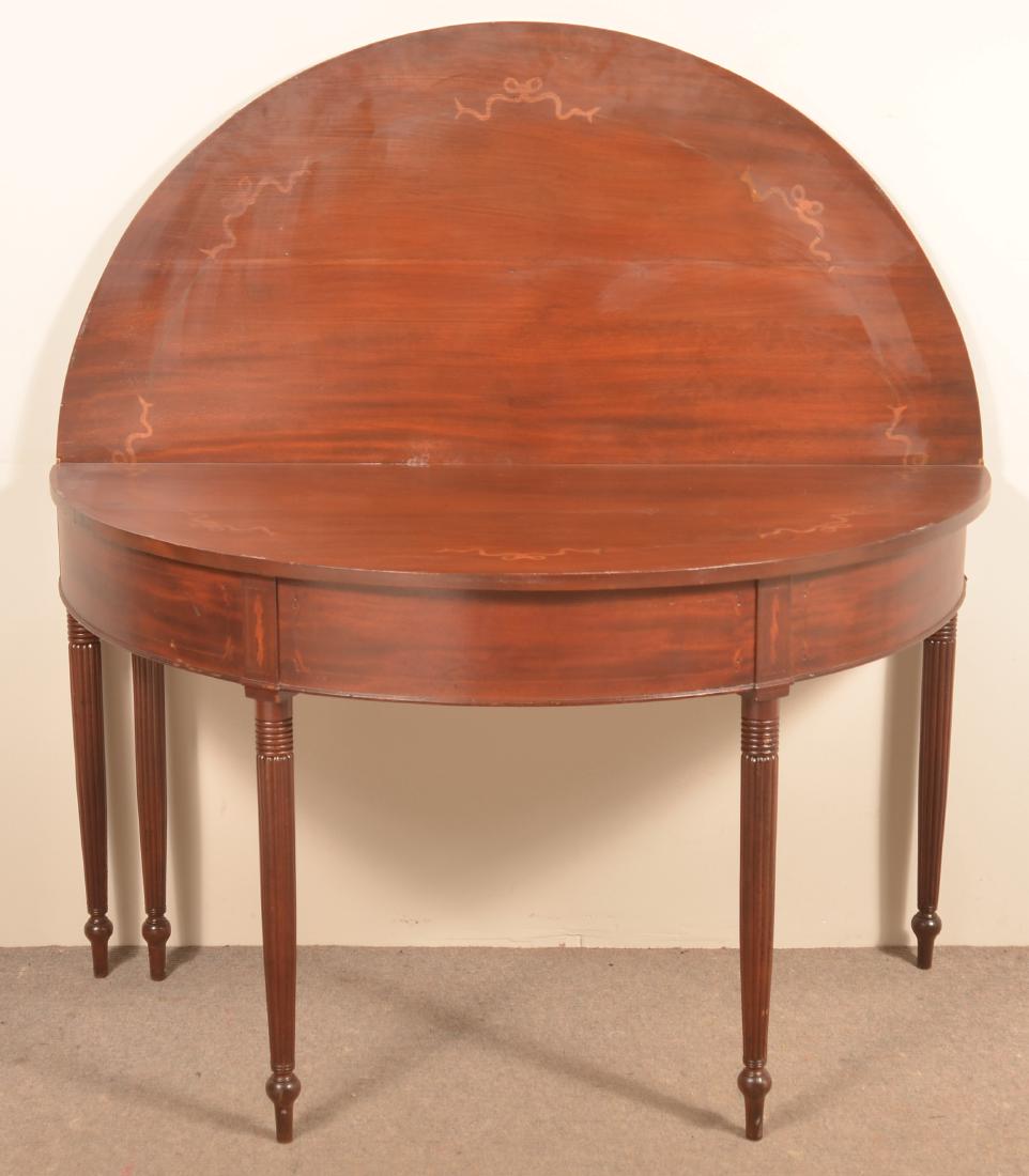 Sheraton Mahogany Inlaid Bowfront Game Table. (1 of 8)