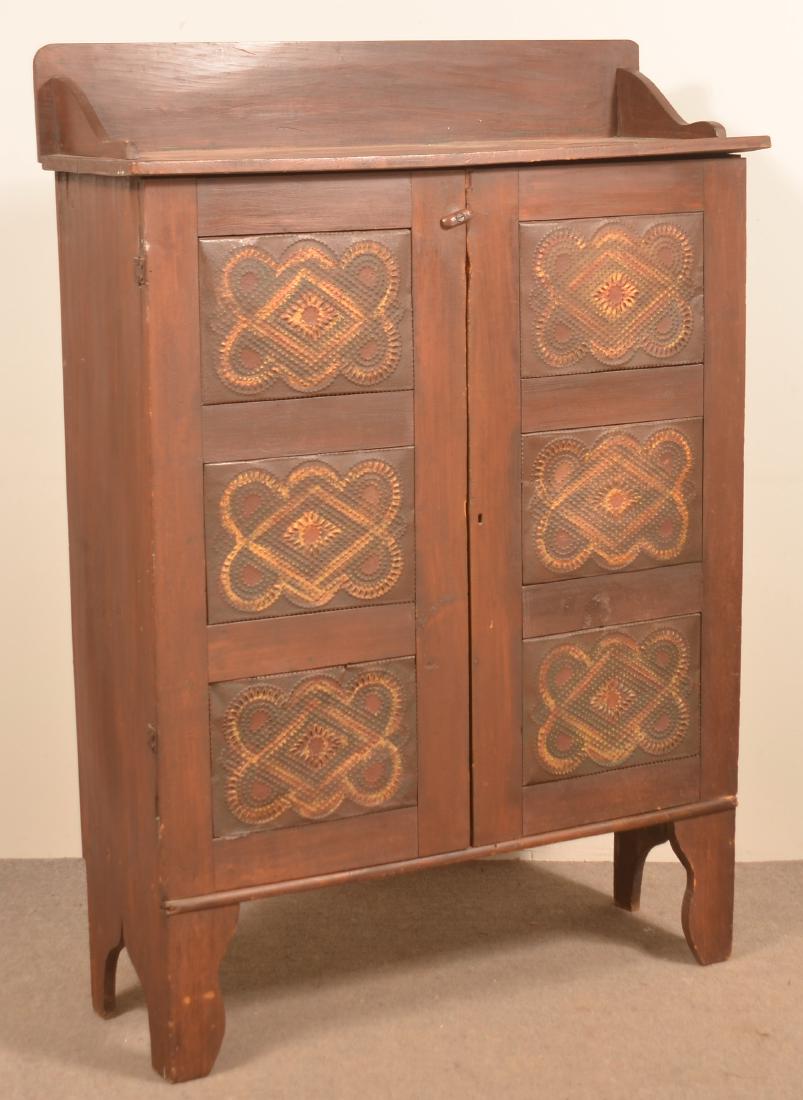 Antique Softwood Pie Safe with Punched Tin Panels.