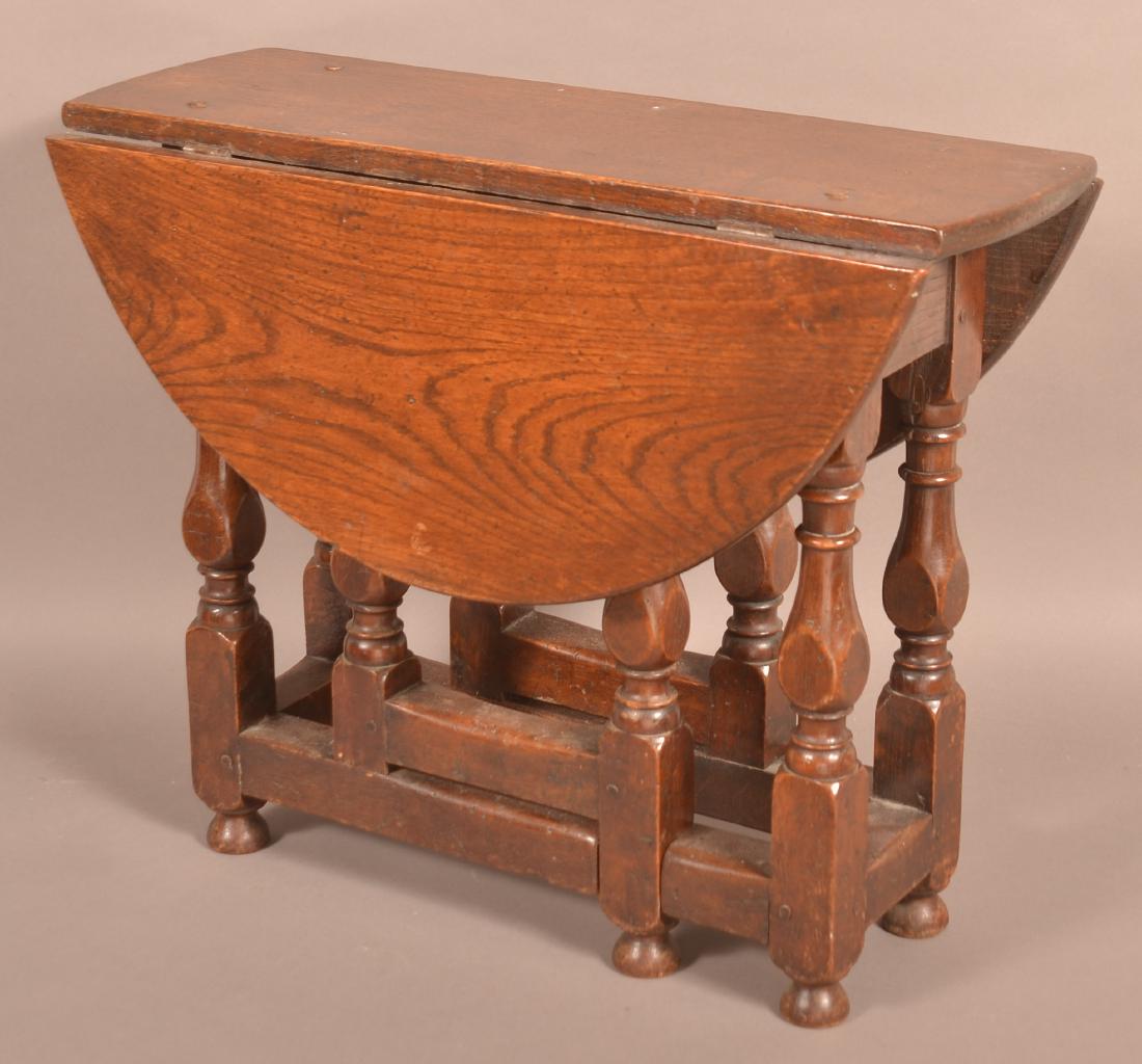 English Jacobean Miniature Oak Drop-leaf Table. (1 of 5)