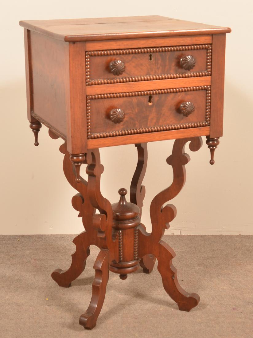 American Federal Victorian Walnut Sewing Stand. (1 of 3)