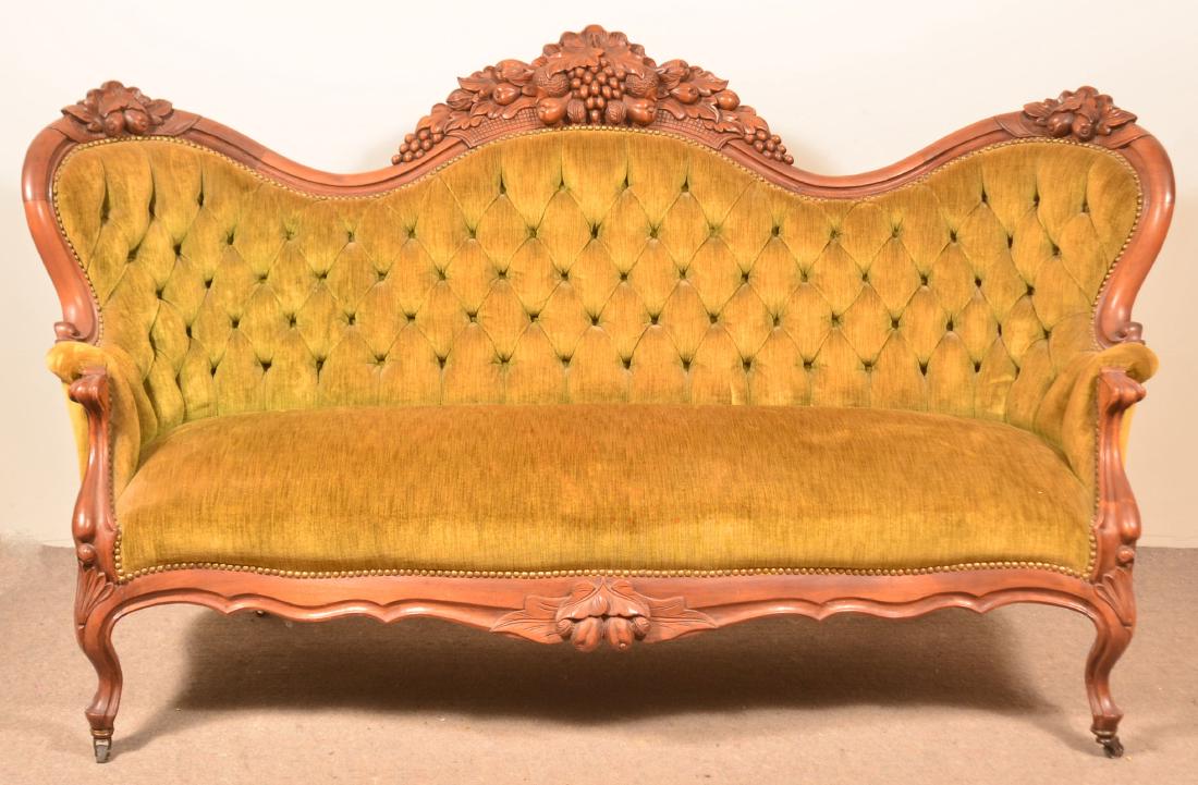 Victorian Walnut Carved Frame 6 Pc. Parlor Set. (1 of 5)