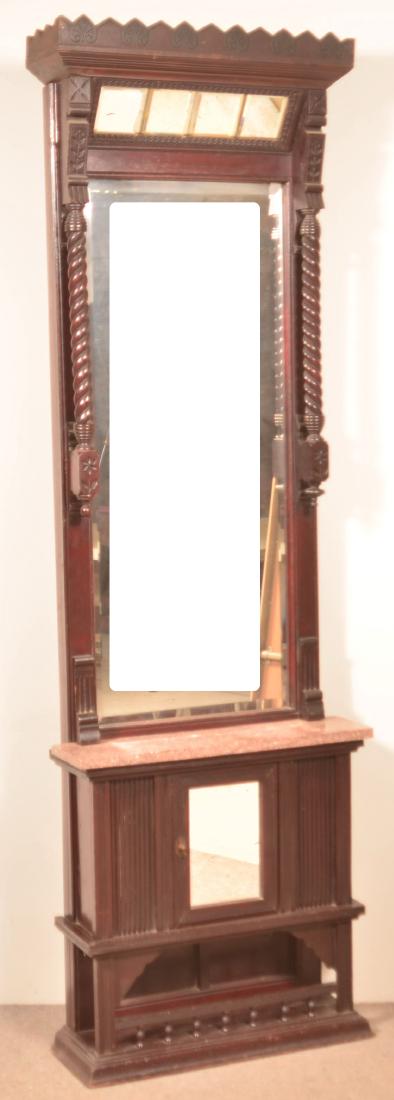 Eastlake Victorian Walnut Hall Mirror. (1 of 2)