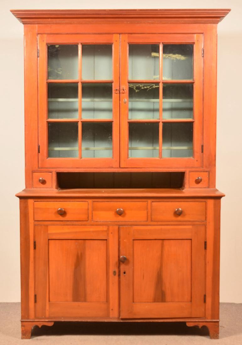 PA Federal Softwood Two Part Dutch Cupboard. (1 of 2)