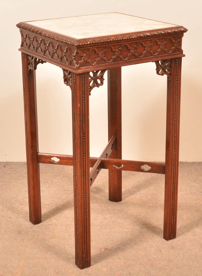 Vintage Carved Mahogany Marble Top Stand. (1 of 2)