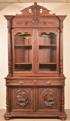 Conestoga Auction Company Division Of Hess Group Antique German Carved Oak Cupboard Top Sideboard