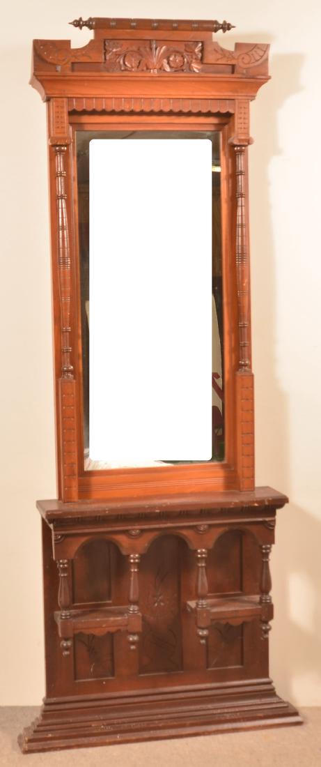 Eastlake Victorian Walnut Hall Mirror. (1 of 2)