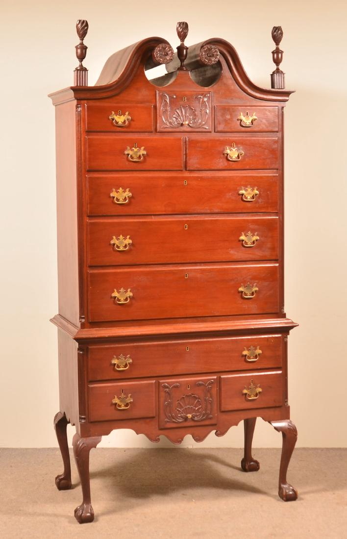 H. Slaugh Chippendale Style Mahogany Highboy. (1 of 2)