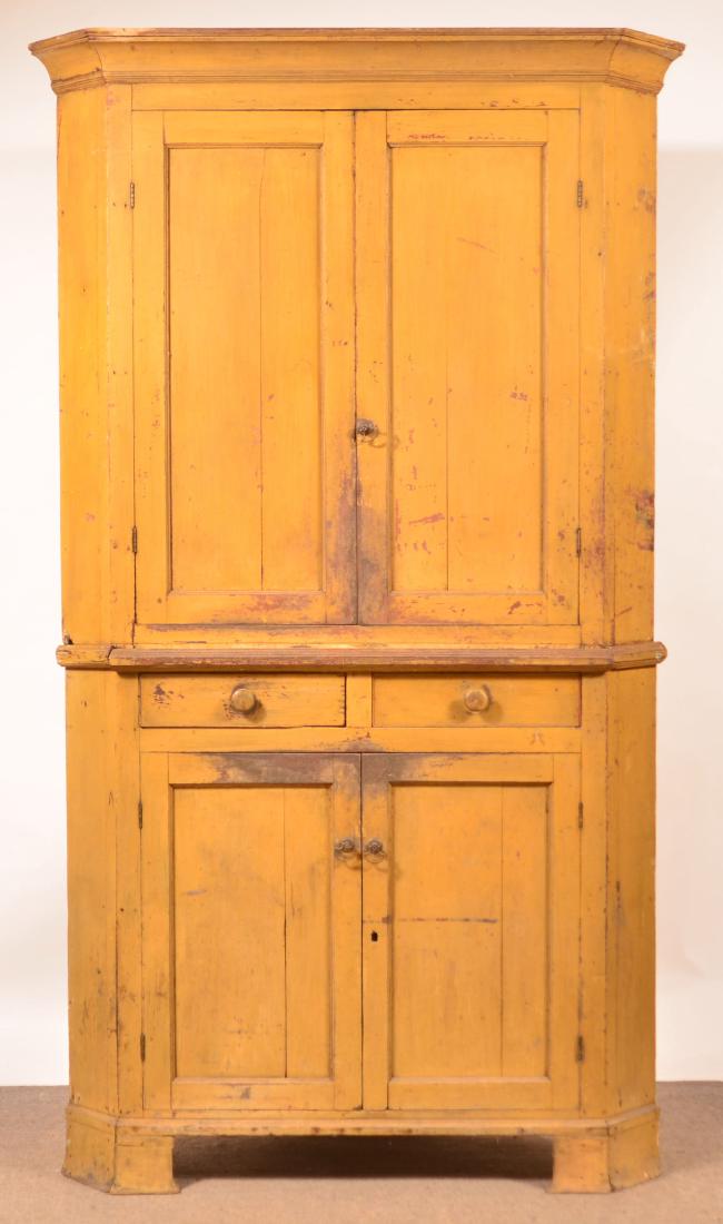 PA Federal Softwood Two Part Corner Cupboard. (1 of 2)