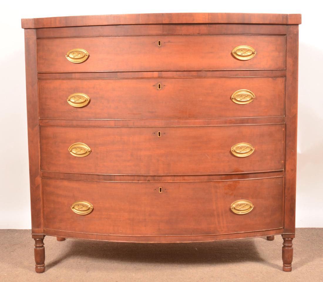 PA Sheraton Cherry Bow-Front Chest of Drawers. (1 of 3)