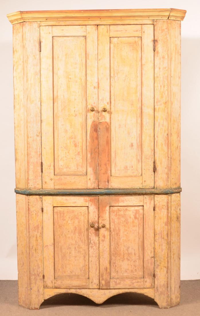 PA Federal Painted Blind Door Corner Cupboard. (1 of 2)