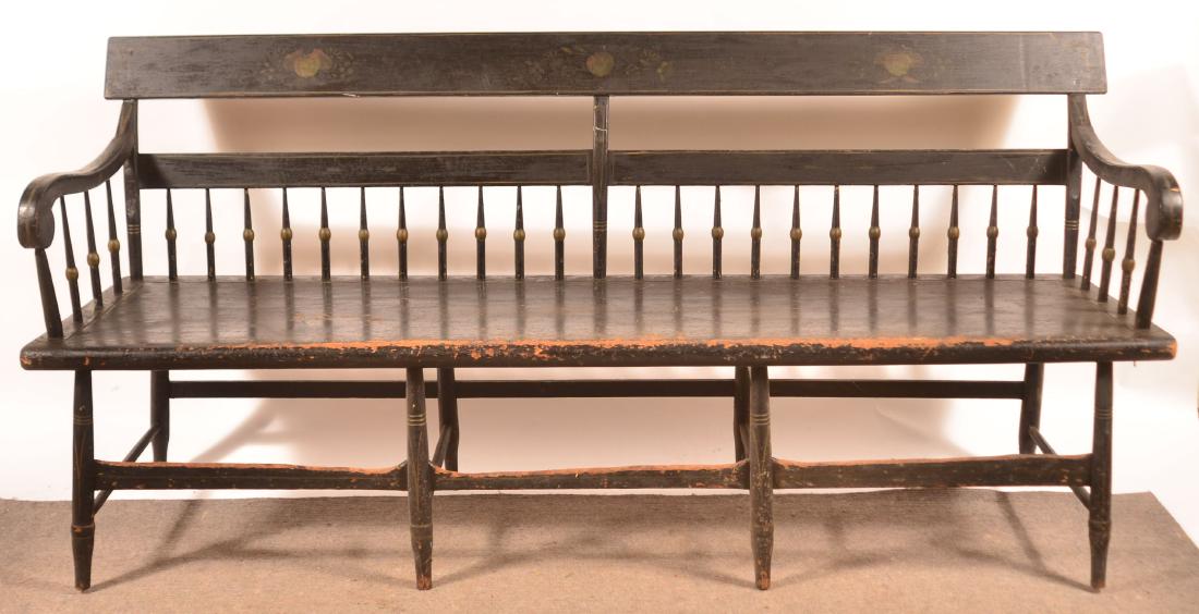 PA Early 19th Century Half-Spindleback Settee. (1 of 4)