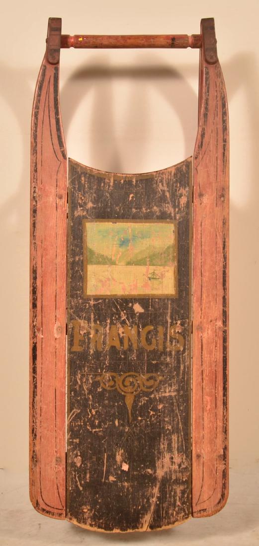 Antique Painted Wood Child's Sled. (1 of 4)