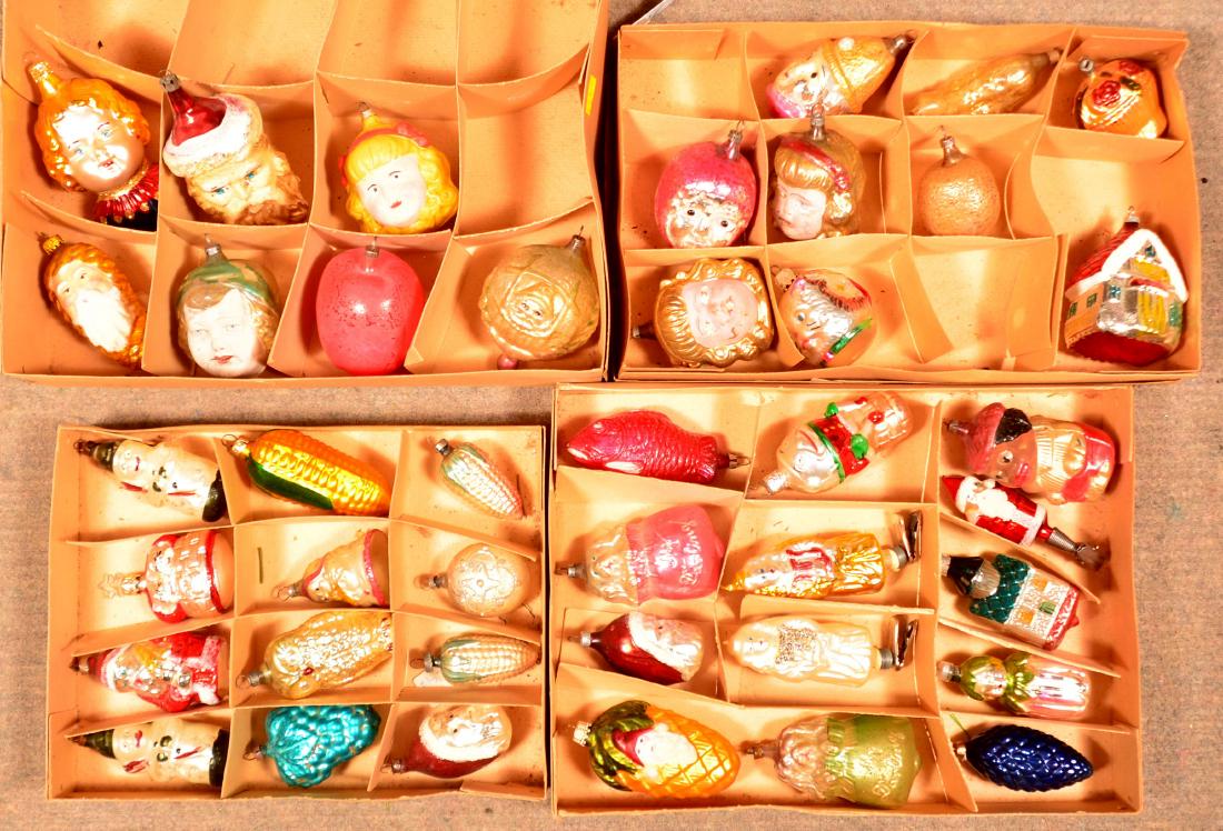 Antique/Vintage Glass Christmas Ornaments.: Lot of Antique/Vintage Molded Glass Christmas Tree Ornaments. Condition: Good with wear.