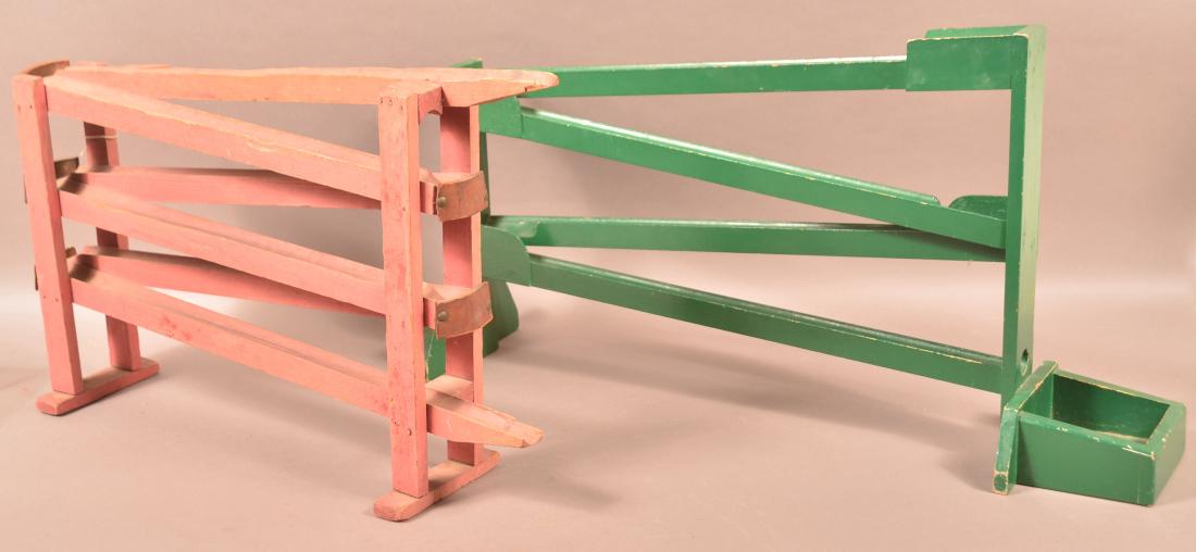 Two Vintage Painted Wood Marble Rollers. (1 of 3)