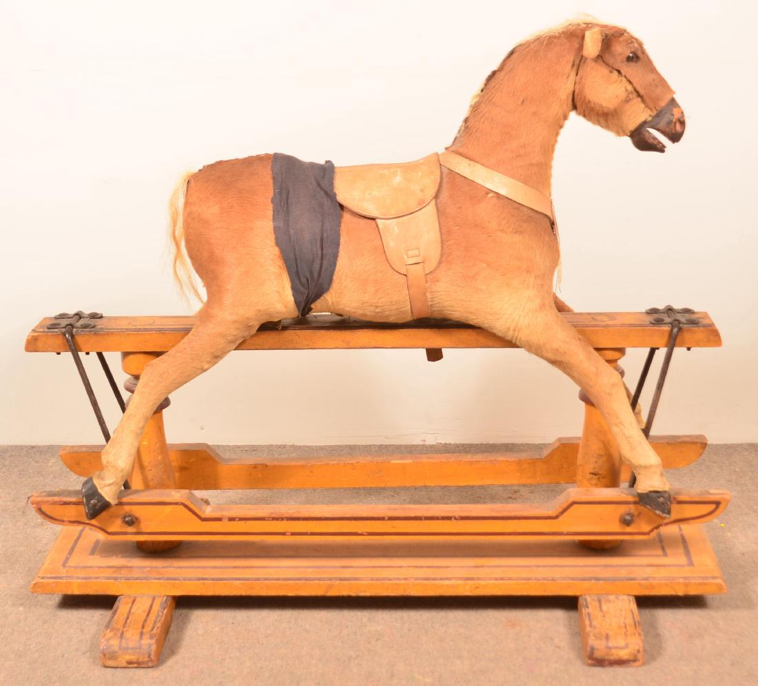 Hide Covered Child's Platform Rocking Horse. (1 of 3)